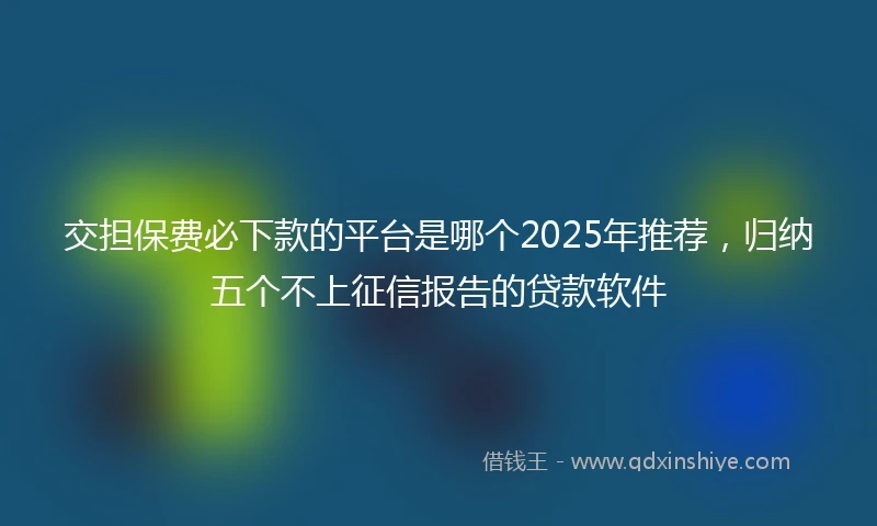 交担保费必下款的平台是哪个2025年推荐，归纳五个不上征信报告的贷款软件