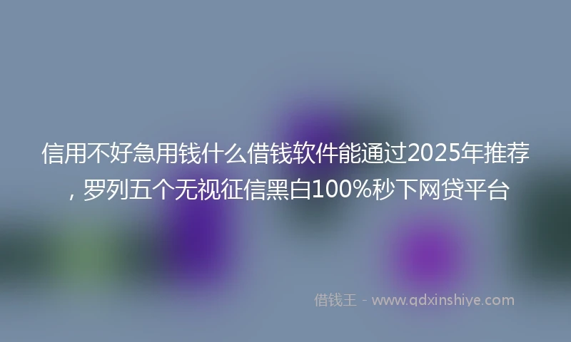 信用不好急用钱什么借钱软件能通过2025年推荐，罗列五个无视征信黑白100%秒下网贷平台