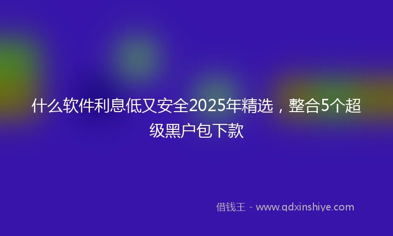 什么软件利息低又安全2025年精选，整合5个超级黑户包下款