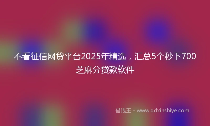 不看征信网贷平台2025年精选，汇总5个秒下700芝麻分贷款软件