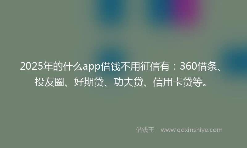 2025年的什么app借钱不用征信有：360借条、投友圈、好期贷、功夫贷、信用卡贷等。