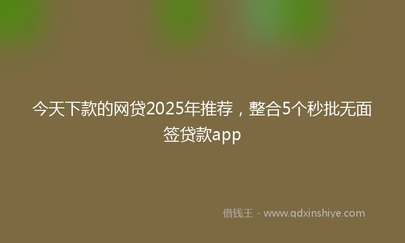 今天下款的网贷2025年推荐，整合5个秒批无面签贷款app