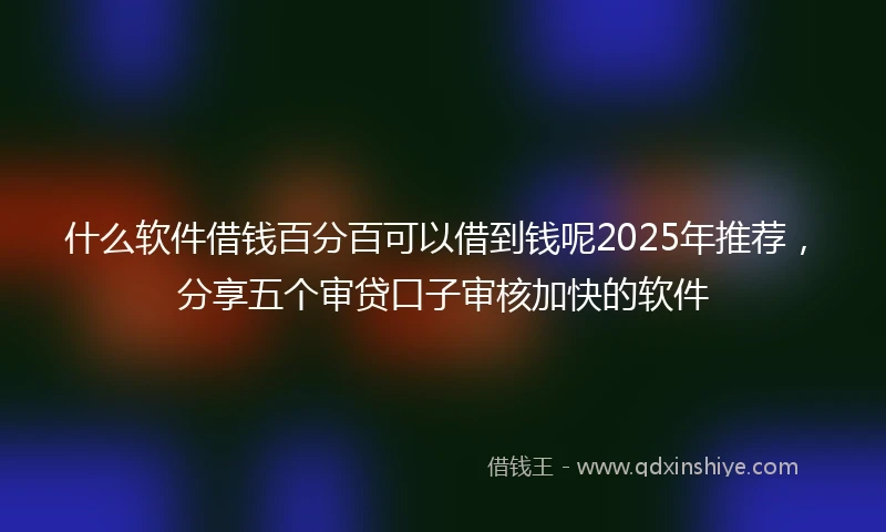 什么软件借钱百分百可以借到钱呢2025年推荐，分享五个审贷口子审核加快的软件