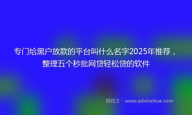 专门给黑户放款的平台叫什么名字2025年推荐,整理五个秒批网贷轻松贷的软件