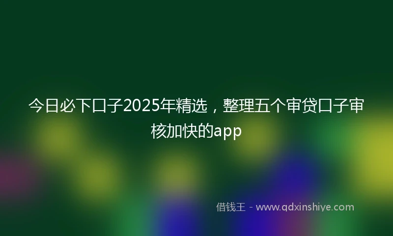 今日必下口子2025年精选，整理五个审贷口子审核加快的app