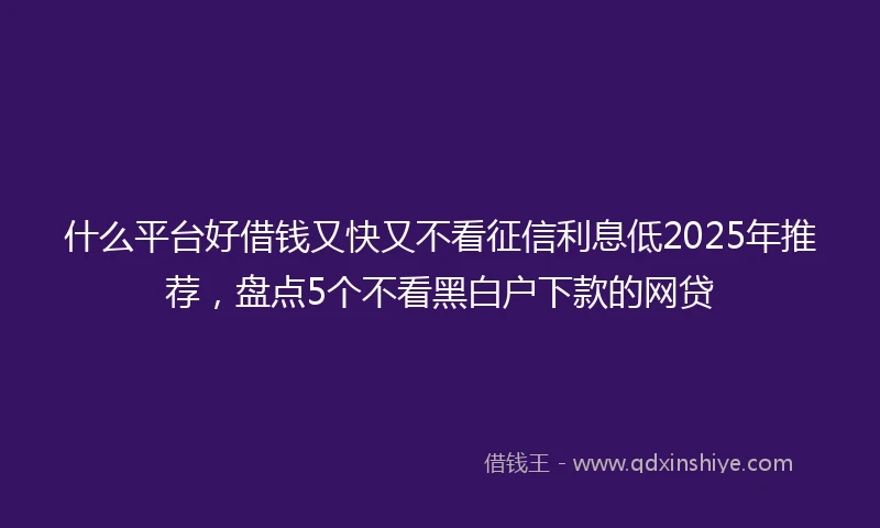 什么平台好借钱又快又不看征信利息低2025年推荐，盘点5个不看黑白户下款的网贷