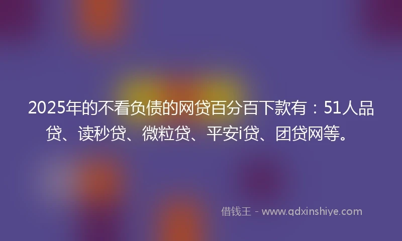 2025年的不看负债的网贷百分百下款有：51人品贷、读秒贷、微粒贷、平安i贷、团贷网等。