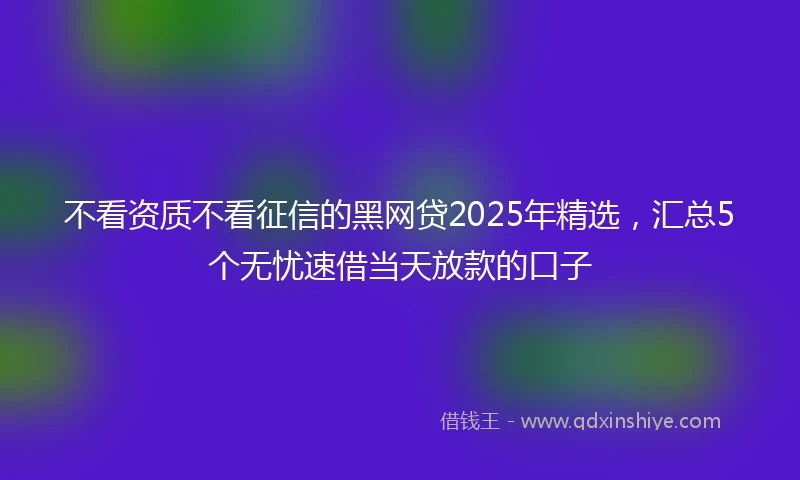 不看资质不看征信的黑网贷2025年精选，汇总5个无忧速借当天放款的口子