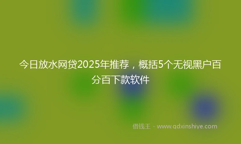 今日放水网贷2025年推荐，概括5个无视黑户百分百下款软件
