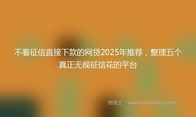 不看征信直接下款的网贷2025年推荐，整理五个真正无视征信花的平台