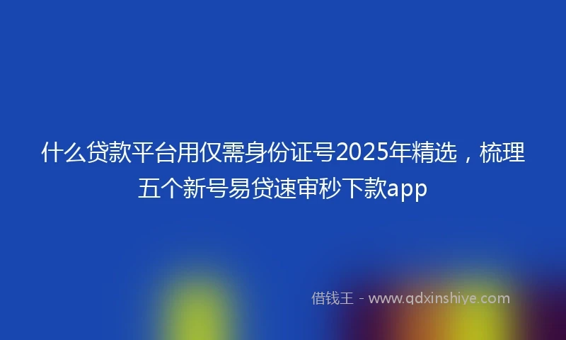 什么贷款平台用仅需身份证号2025年精选，梳理五个新号易贷速审秒下款app