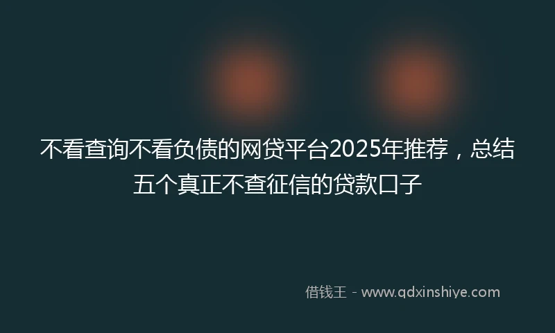 不看查询不看负债的网贷平台2025年推荐,总结五个真正不查征信的贷款口子