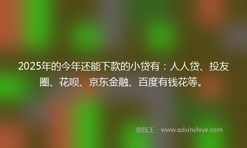 2025年的今年还能下款的小贷有：人人贷、投友圈、花呗、京东金融、百度有钱花等。