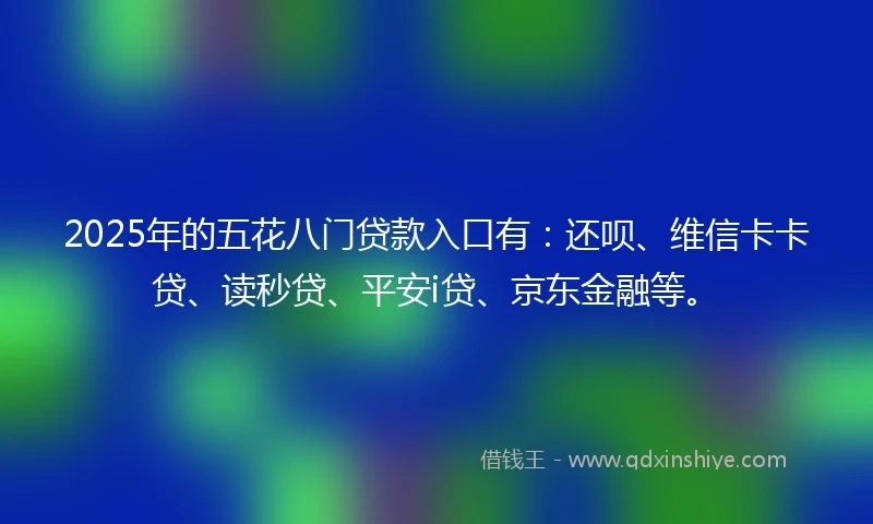 2025年的五花八门贷款入口有：还呗、维信卡卡贷、读秒贷、平安i贷、京东金融等。