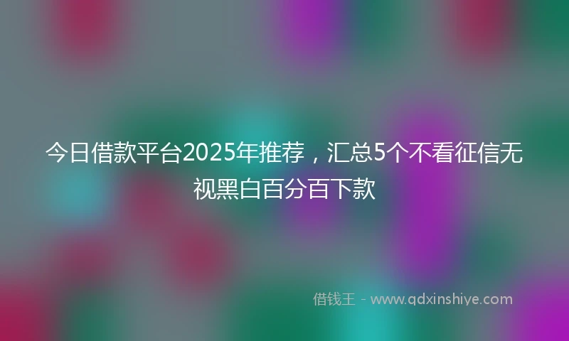 今日借款平台2025年推荐,汇总5个不看征信无视黑白百分百下款