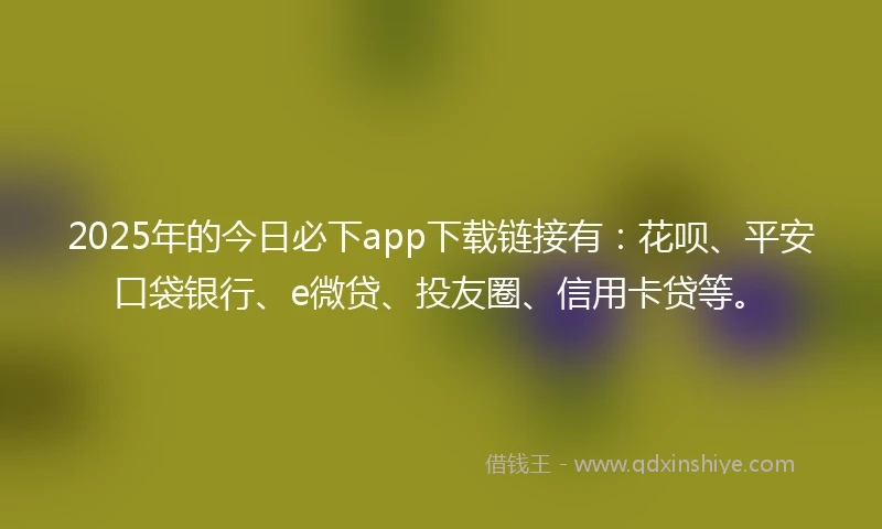 2025年的今日必下app下载链接有：花呗、平安口袋银行、e微贷、投友圈、信用卡贷等。