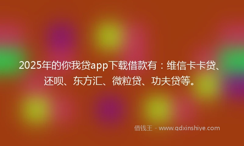 2025年的你我贷app下载借款有：维信卡卡贷、还呗、东方汇、微粒贷、功夫贷等。