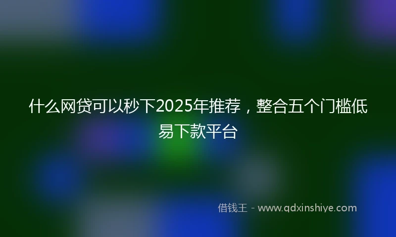 什么网贷可以秒下2025年推荐，整合五个门槛低易下款平台