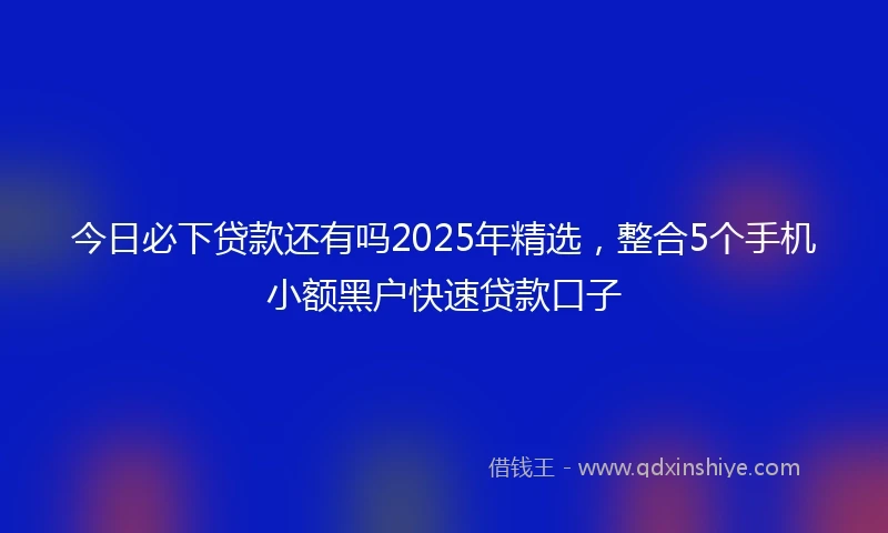 今日必下贷款还有吗2025年精选,整合5个手机小额黑户快速贷款口子