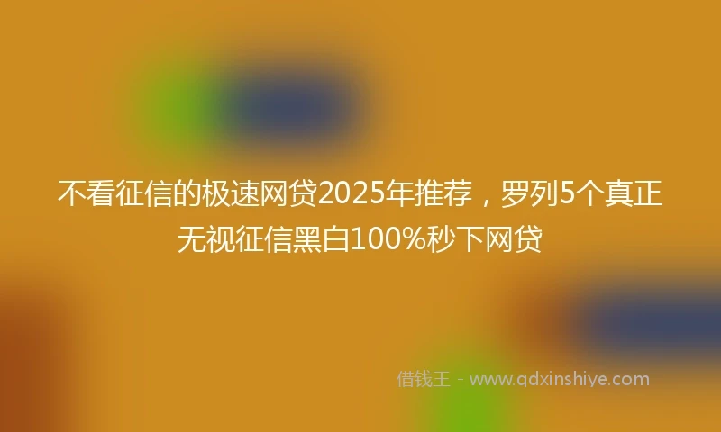 不看征信的极速网贷2025年推荐，罗列5个真正无视征信黑白100%秒下网贷