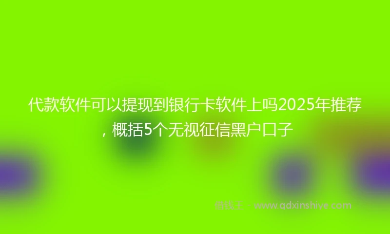 代款软件可以提现到银行卡软件上吗2025年推荐，概括5个无视征信黑户口子