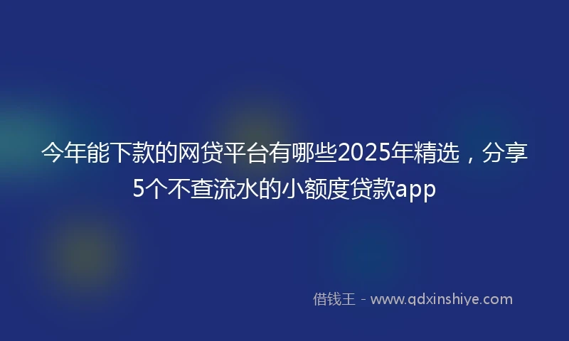 今年能下款的网贷平台有哪些2025年精选，分享5个不查流水的小额度贷款app