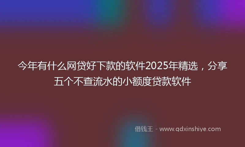 今年有什么网贷好下款的软件2025年精选，分享五个不查流水的小额度贷款软件