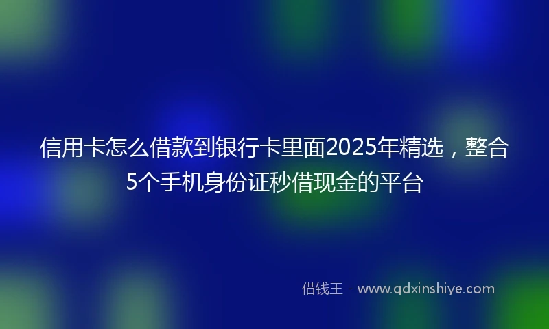 信用卡怎么借款到银行卡里面2025年精选，整合5个手机身份证秒借现金的平台