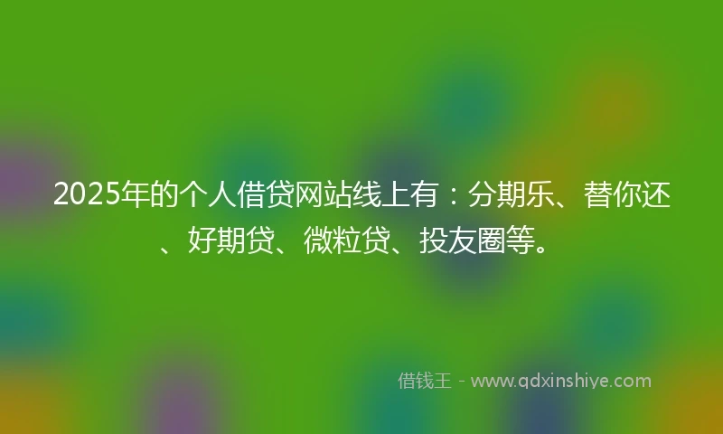 2025年的个人借贷网站线上有：分期乐、替你还、好期贷、微粒贷、投友圈等。