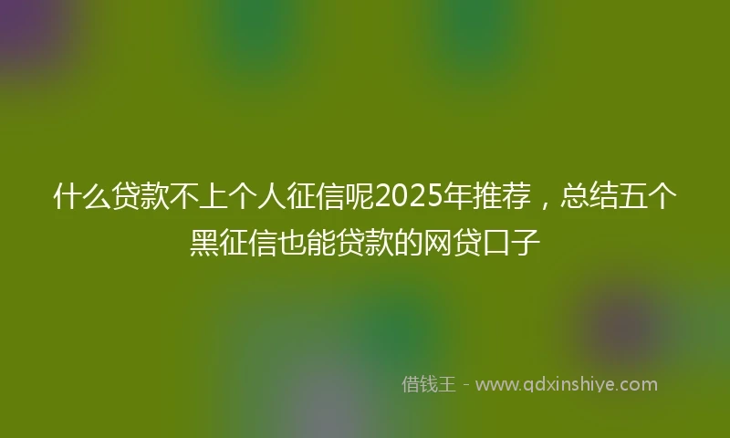 什么贷款不上个人征信呢2025年推荐，总结五个黑征信也能贷款的网贷口子