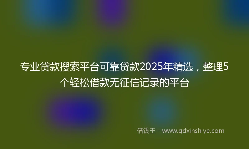 专业贷款搜索平台可靠贷款2025年精选，整理5个轻松借款无征信记录的平台