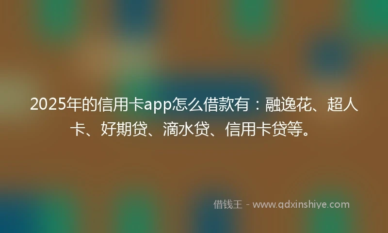 2025年的信用卡app怎么借款有：融逸花、超人卡、好期贷、滴水贷、信用卡贷等。