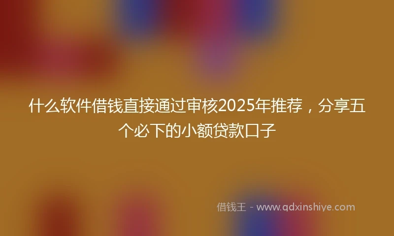 什么软件借钱直接通过审核2025年推荐，分享五个必下的小额贷款口子