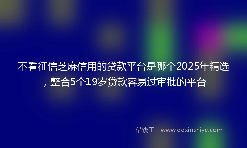 不看征信芝麻信用的贷款平台是哪个2025年精选，整合5个19岁贷款容易过审批的平台