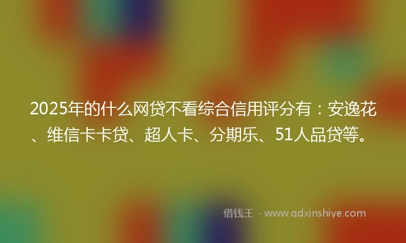 2025年的什么网贷不看综合信用评分有：安逸花、维信卡卡贷、超人卡、分期乐、51人品贷等。
