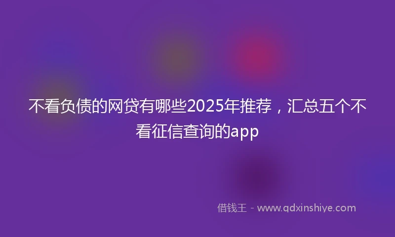 不看负债的网贷有哪些2025年推荐，汇总五个不看征信查询的app