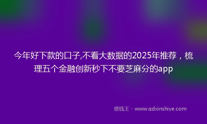 今年好下款的口子,不看大数据的2025年推荐，梳理五个金融创新秒下不要芝麻分的app