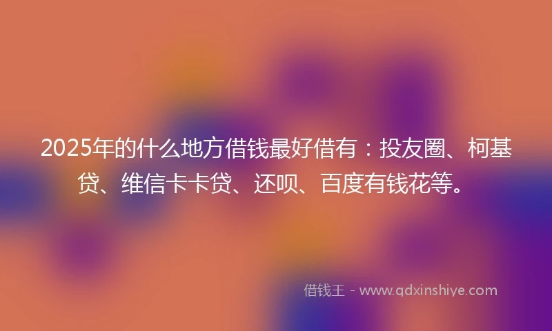 2025年的什么地方借钱最好借有：投友圈、柯基贷、维信卡卡贷、还呗、百度有钱花等。