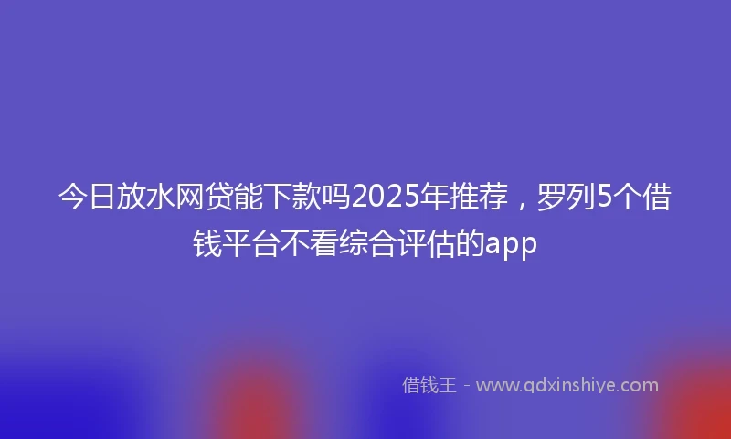 今日放水网贷能下款吗2025年推荐，罗列5个借钱平台不看综合评估的app