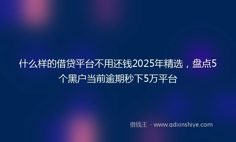 什么样的借贷平台不用还钱2025年精选，盘点5个黑户当前逾期秒下5万平台