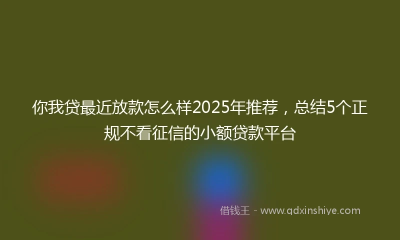 你我贷最近放款怎么样2025年推荐，总结5个正规不看征信的小额贷款平台