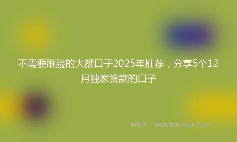 不需要刷脸的大额口子2025年推荐，分享5个12月独家贷款的口子
