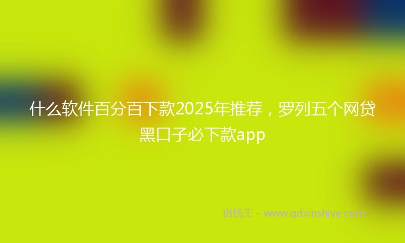 什么软件百分百下款2025年推荐，罗列五个网贷黑口子必下款app