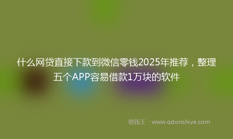 什么网贷直接下款到微信零钱2025年推荐，整理五个APP容易借款1万块的软件