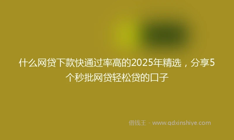 什么网贷下款快通过率高的2025年精选，分享5个秒批网贷轻松贷的口子