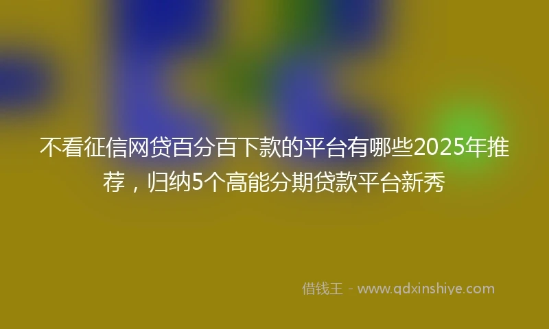不看征信网贷百分百下款的平台有哪些2025年推荐，归纳5个高能分期贷款平台新秀