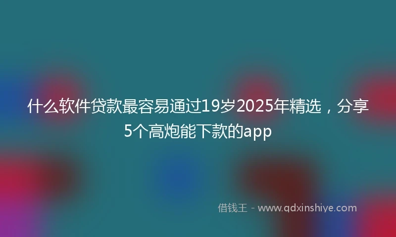 什么软件贷款最容易通过19岁2025年精选，分享5个高炮能下款的app