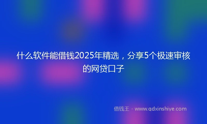 什么软件能借钱2025年精选，分享5个极速审核的网贷口子