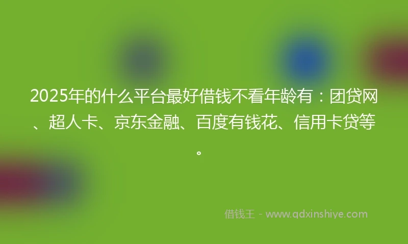 2025年的什么平台最好借钱不看年龄有：团贷网、超人卡、京东金融、百度有钱花、信用卡贷等。
