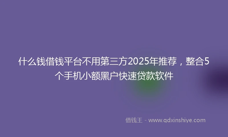 什么钱借钱平台不用第三方2025年推荐，整合5个手机小额黑户快速贷款软件